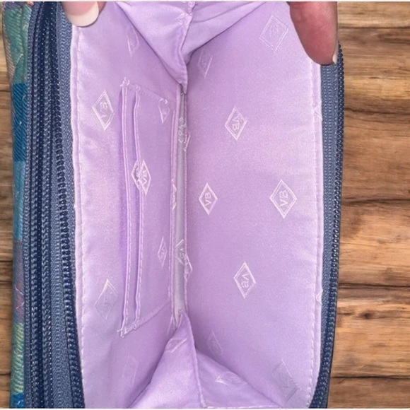 Vera Bradley All in One Crossbody Tropics Plaid Wallet and ID Badge Coin Purse - Picture 8 of 9